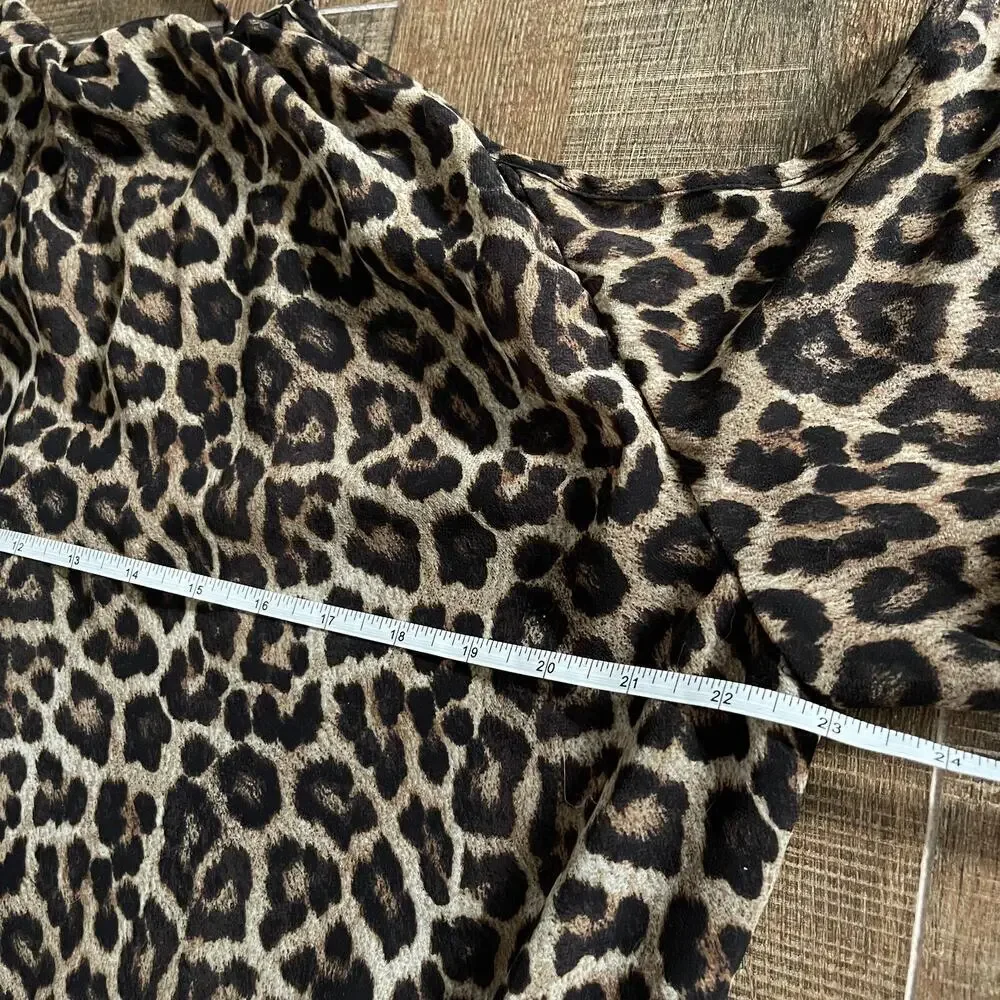 Michael Kors Women's Cold Shoulder Long Sleeves Leopard Print Maxi Dress Size XL